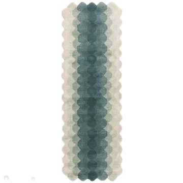 Hive Modern Geometric Hexagonal Ombre Gradient Hand-Woven Wool Low Profile Short Pile Teal Runner-Asiatic Carpets-Rug Love - The Most Loved Rug Store